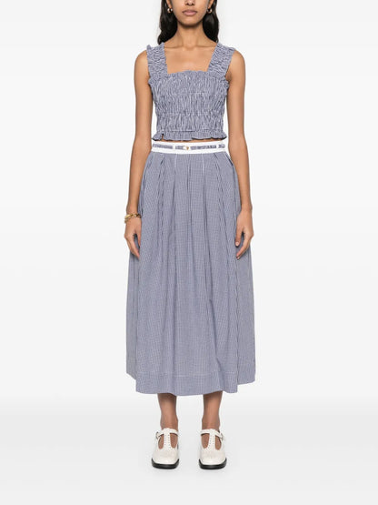 Gingham-Pattern Midi Skirt
