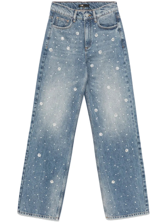 Wide-Leg Embroidered Jeans