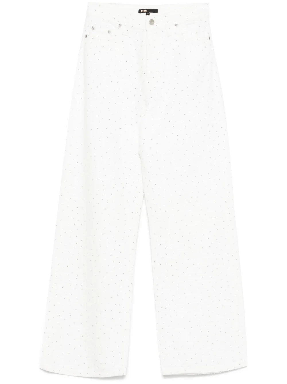 Rhinestone-Embellished Wide-Leg Jeans