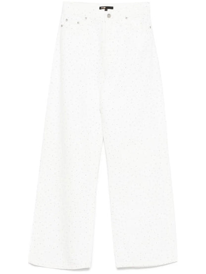 Rhinestone-Embellished Wide-Leg Jeans