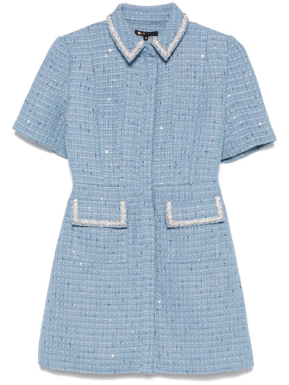 Sequin-Embellished Tweed Mini Dress