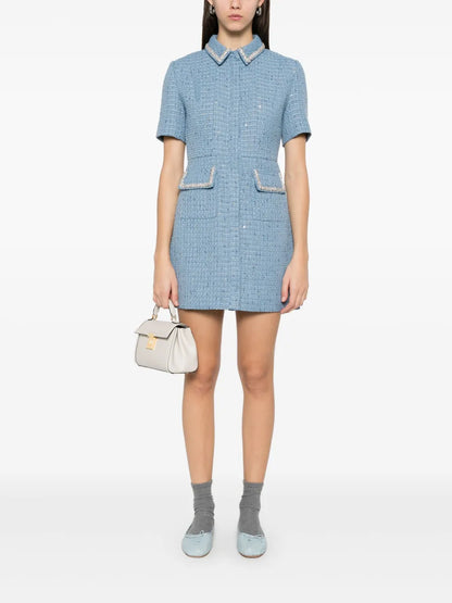 Sequin-Embellished Tweed Mini Dress