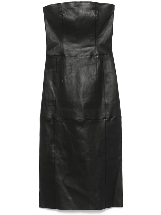 Bustier Leather Midi Dress