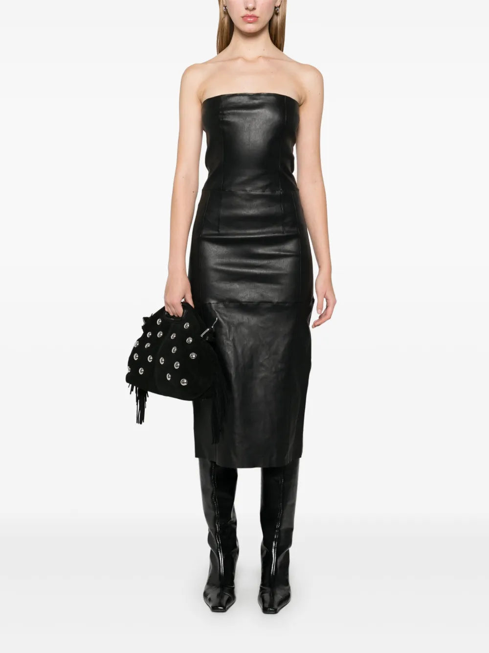 Bustier Leather Midi Dress