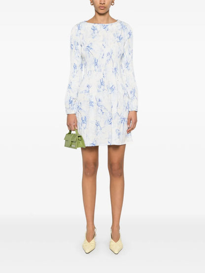 Plissé-Detailed Mini Dress