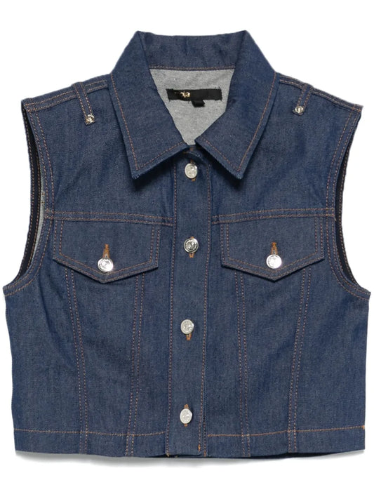 Denim Cropped Gilet