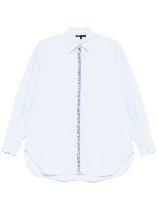 Rhinestoned Poplin Shirt