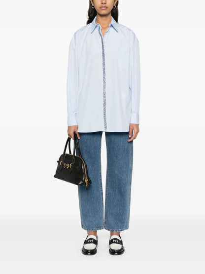 Rhinestoned Poplin Shirt