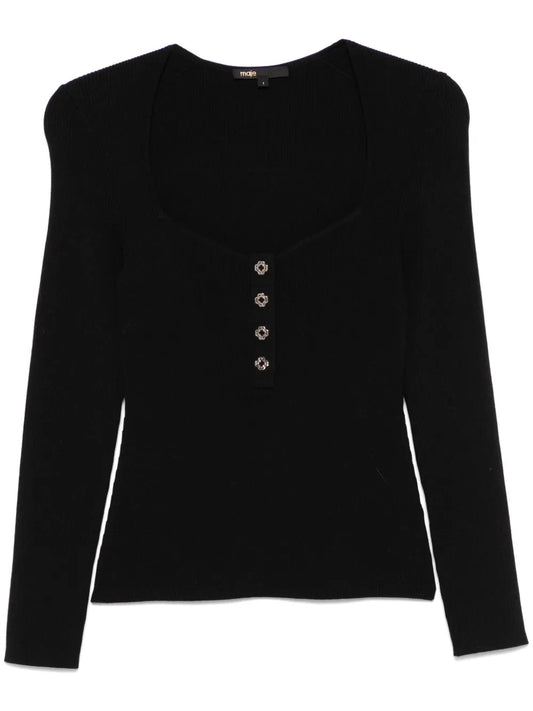 Scoop-Neck Ribbed-Knit Jumper