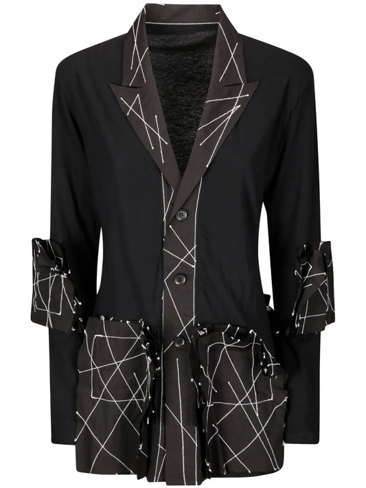Geometric-Appliqué Shirt Jacket