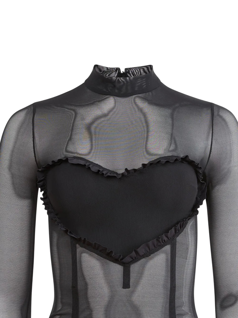 Mesh Ruffle Heart Bodysuit