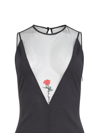 Rose-Embroidered Maxi Dress
