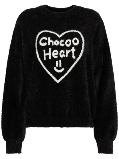 Heart-Print Crew Neck Jumper