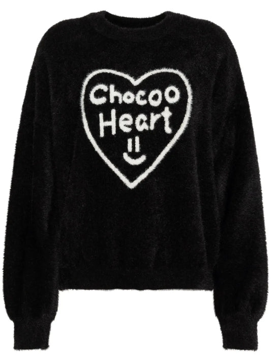 Heart-Print Crew Neck Jumper