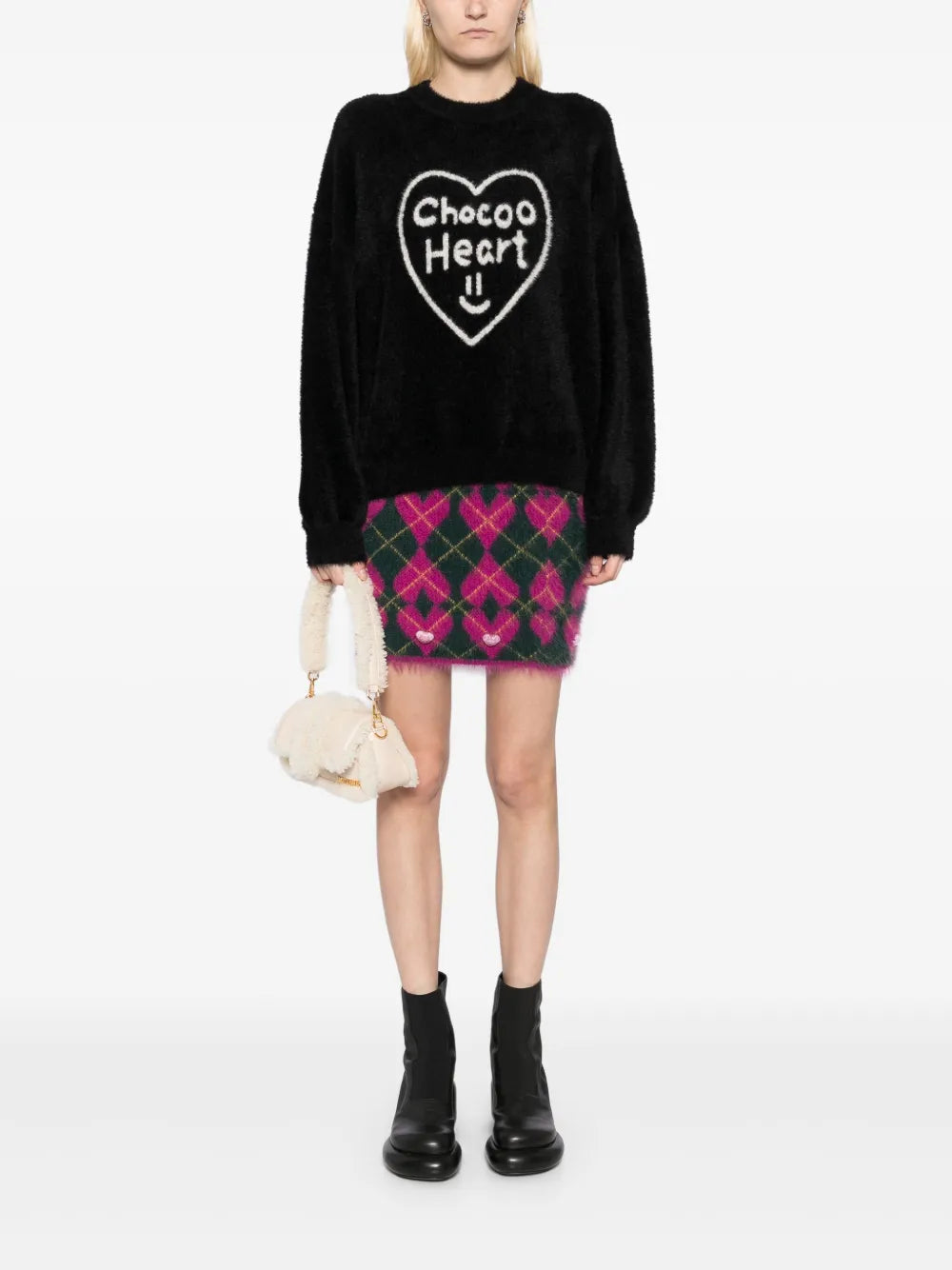 Heart-Print Crew Neck Jumper