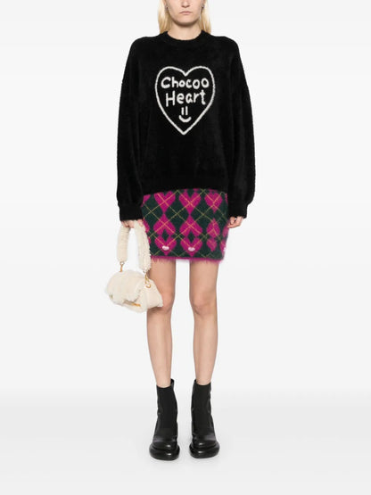 Heart-Print Crew Neck Jumper