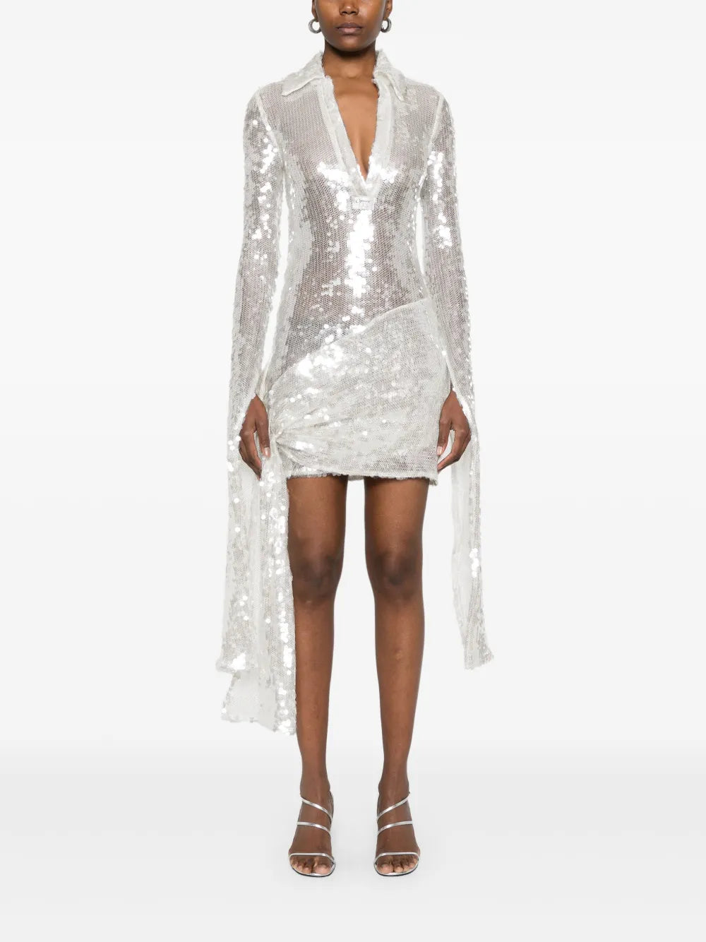 Knotted Sequinned Mini Dress