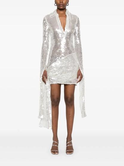 Knotted Sequinned Mini Dress