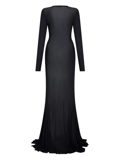 Logo-Shark Mesh Maxi Dress