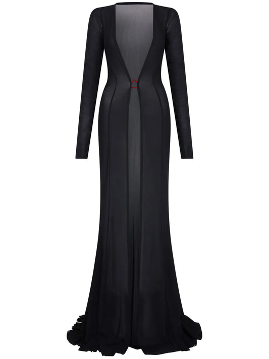 Logo-Shark Mesh Maxi Dress
