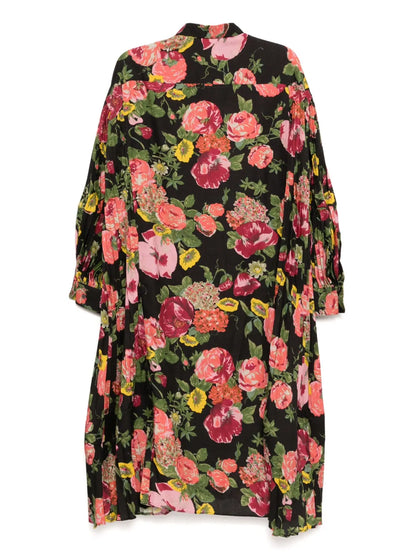 Floral-Print Pleated Dress