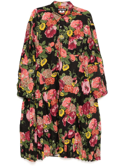 Floral-Print Pleated Dress