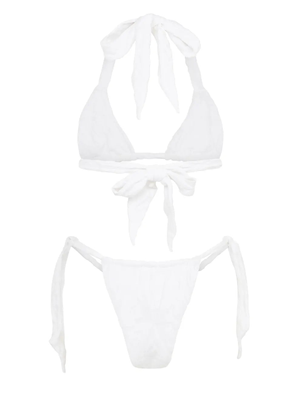 Tie-Fastening Shark-Jacquard Bikini Bottoms