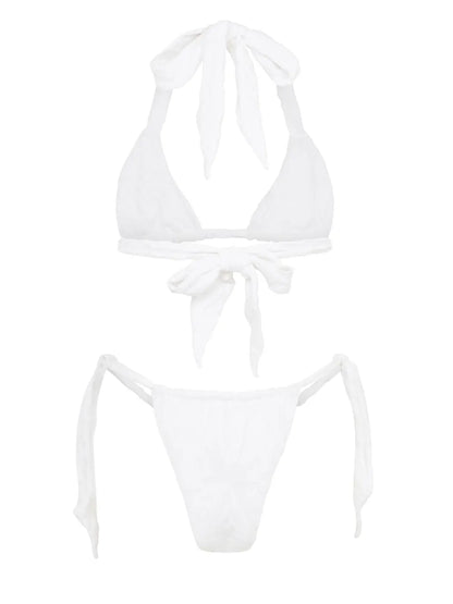Tie-Fastening Shark-Jacquard Bikini Bottoms