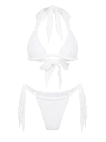Tie-Fastening Shark-Jacquard Bikini Bottoms