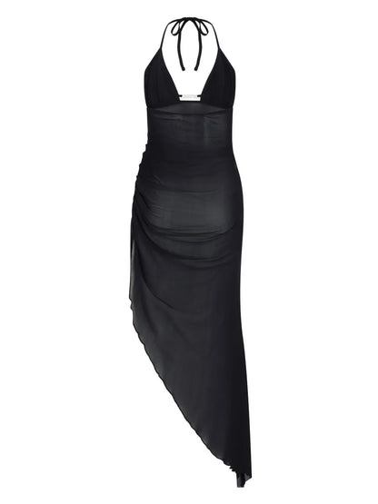 Halterneck Mesh Midi Dress