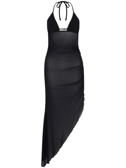 Halterneck Mesh Midi Dress