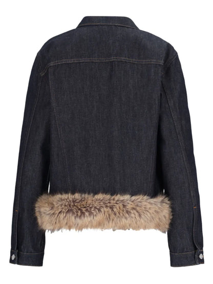 Faux-Fur Hem Denim Jacket