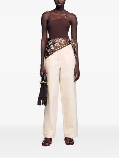 Bead-Detail Asymmetric Bodysuit