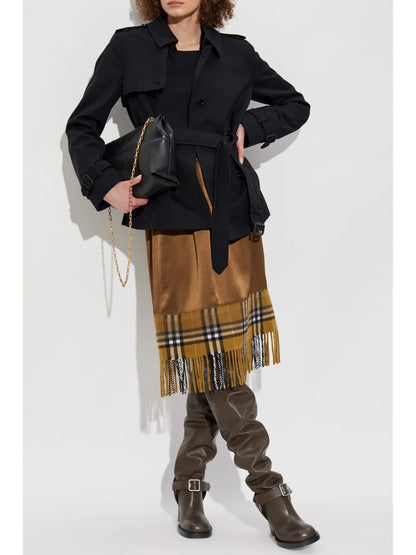 Satin Check Scarf Skirt