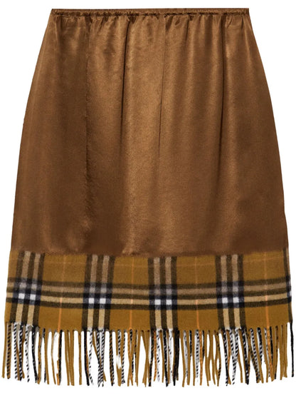 Satin Check Scarf Skirt