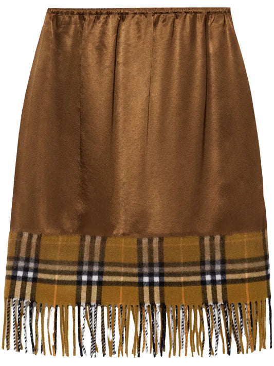 Satin Check Scarf Skirt