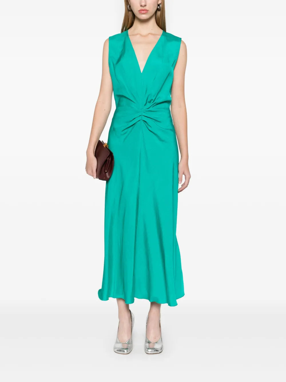 Sleeveless Gathered Midi Dress