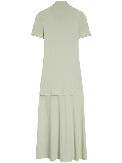 High-Neck Fluid Midi Dress