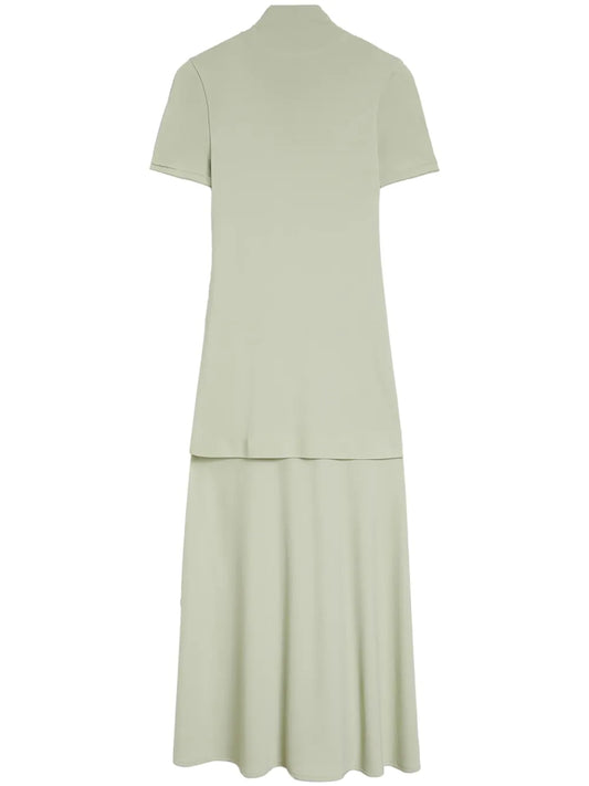 High-Neck Fluid Midi Dress