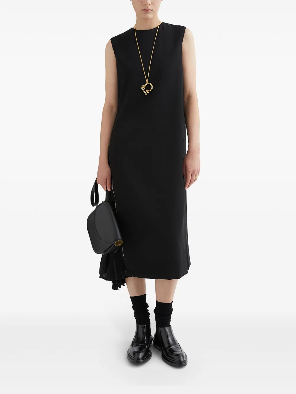 Draped-Detail Midi Dress