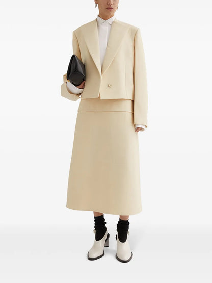 Buttoned A-Line Midi Skirt