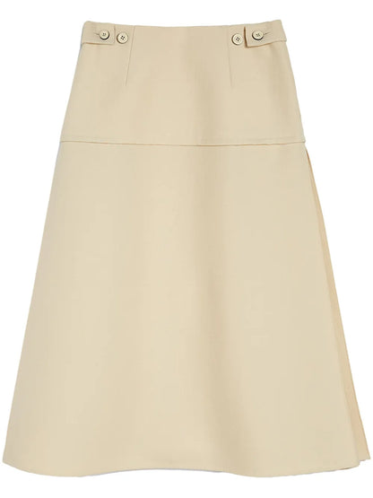 Buttoned A-Line Midi Skirt