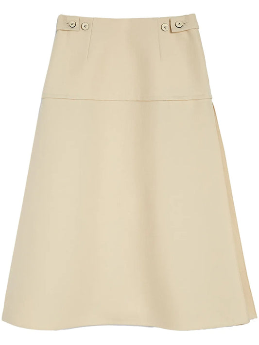 Buttoned A-Line Midi Skirt