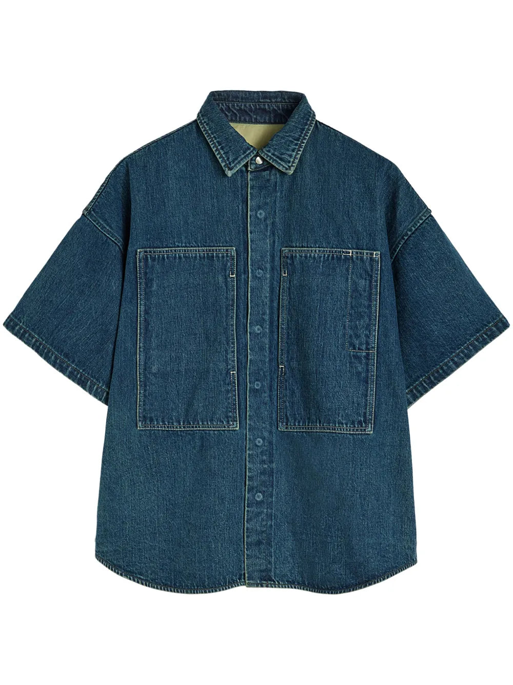 Concealed Button Fastening Denim Shirt