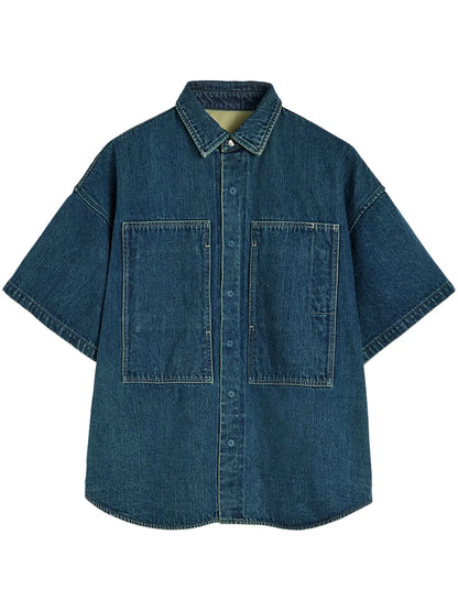 Concealed Button Fastening Denim Shirt