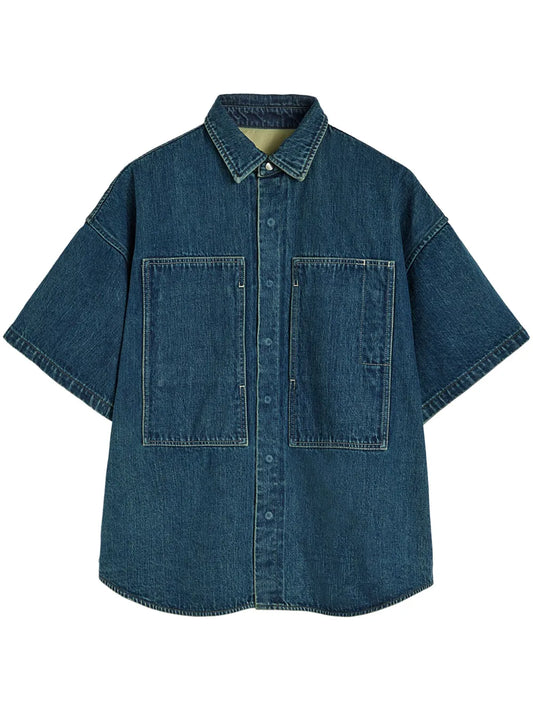 Concealed Button Fastening Denim Shirt