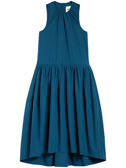 Pleat-Detail Midi Dress