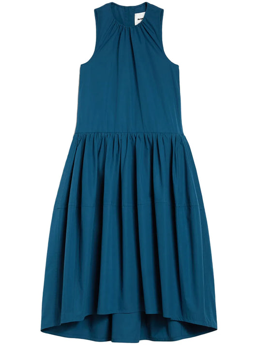 Pleat-Detail Midi Dress