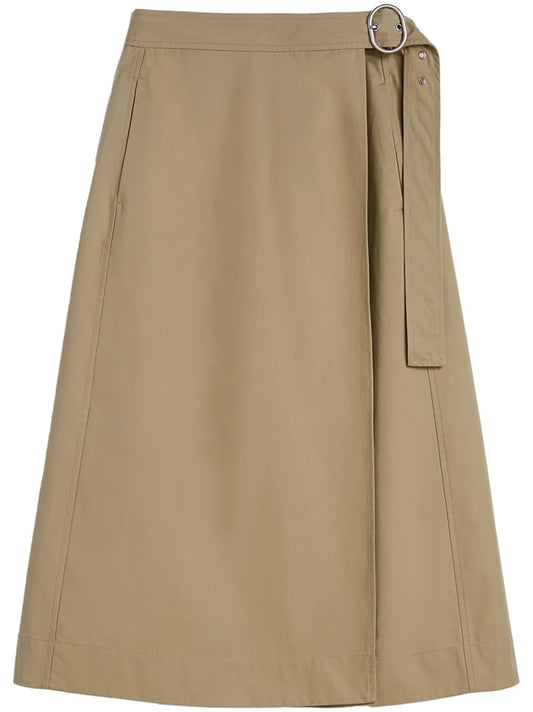 Wrap Buckled Midi Skirt