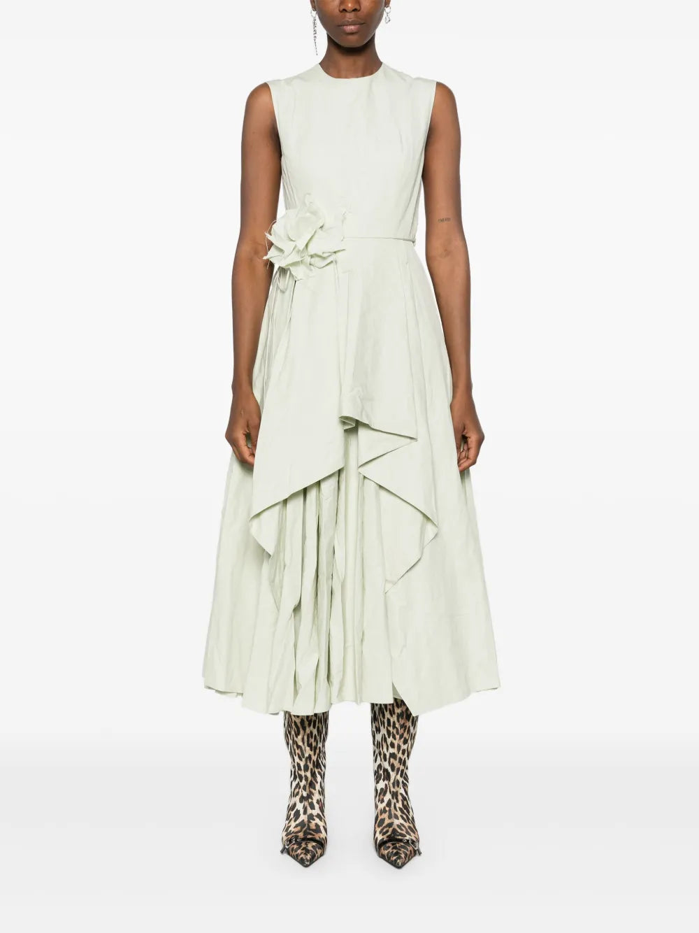Wrinkled Cotton Midi Dress